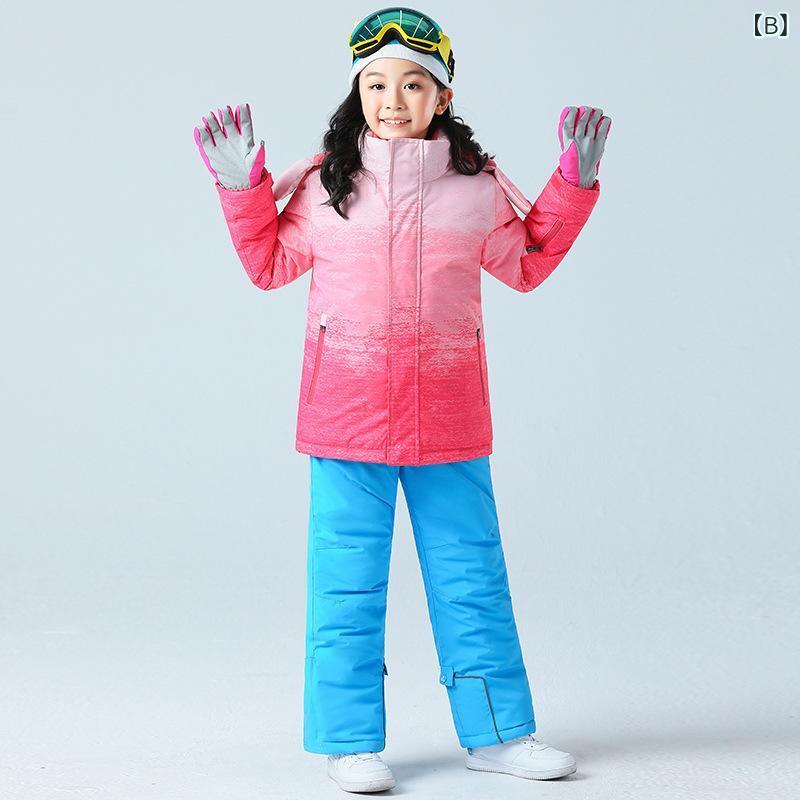 スキーウェア キッズ 防寒 上下セット 中綿入り 防風 防水 男の子 女の子 スキーパンツ アウトドア 登山 雪遊び 秋冬 ブラック ピンク系 グリーン