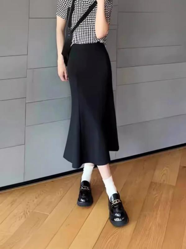 スカート レディース 春夏 高腰 Aライン 無地 膝丈 ミモレ丈 エレガント きれいめ ブラック ベージュ｜トミーショップ 店