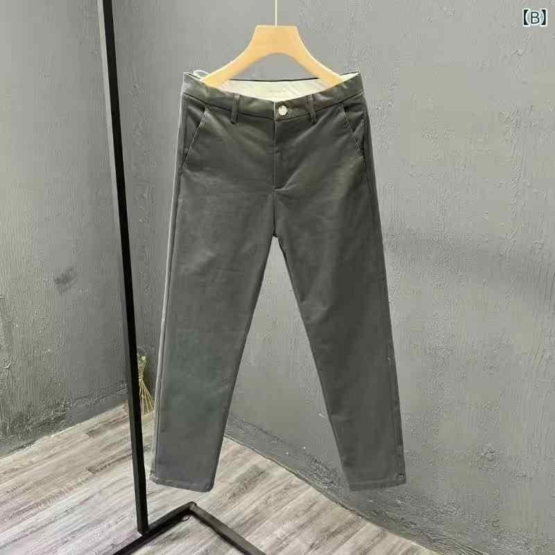 パンツ メンズ 9分丈 コットン ワークパンツ ストレート 伸縮性 ズボン 男性用 黒 ブラック グレー カーキ オフホワイト 春夏 秋冬