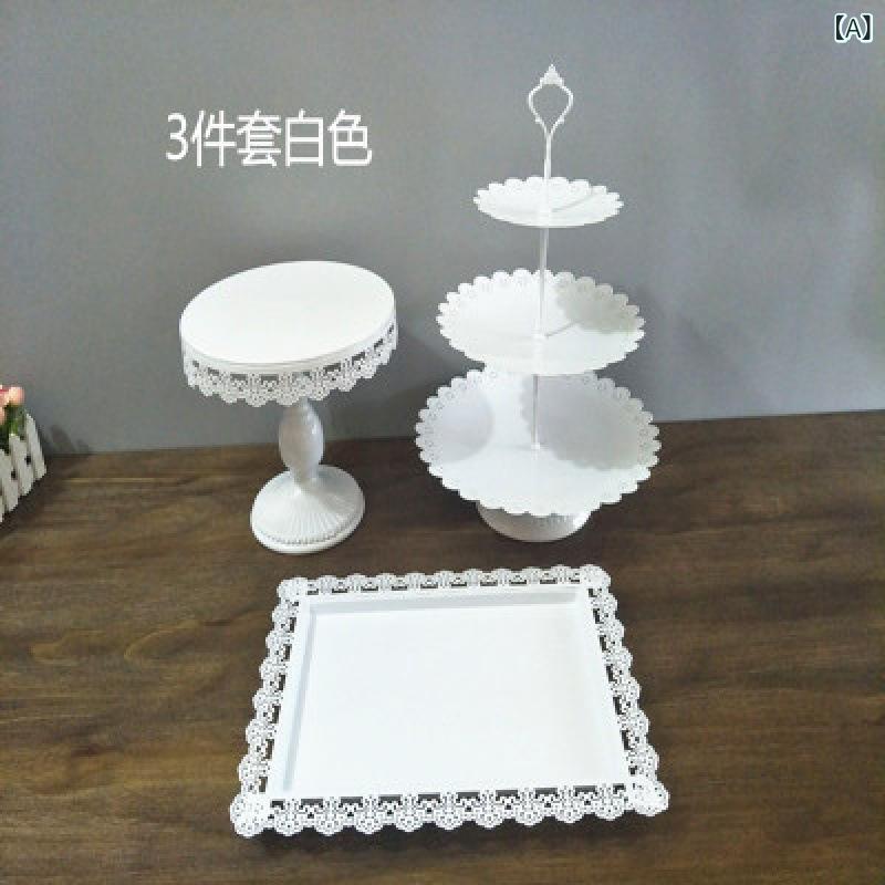 西洋菓子照明ランプ 華燭の典 寄りあい用 乾荒原台 欧風 スピード競技西洋菓子一皿 鉄製 スイーツスタンド 仕掛ける 白