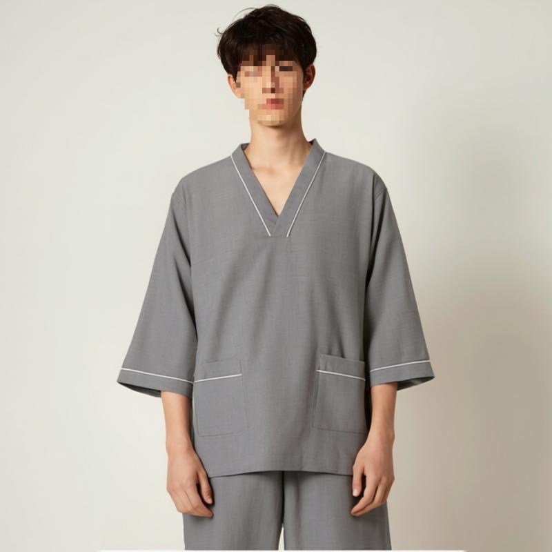浴衣 成人男性用 秋冬 綿 混紡 サウナ スパ 揉み療治 伸び伸びする 御召しもの お座敷御召しもの 寝巻き 大層らしい大きさ 薄墨色系 青碧系