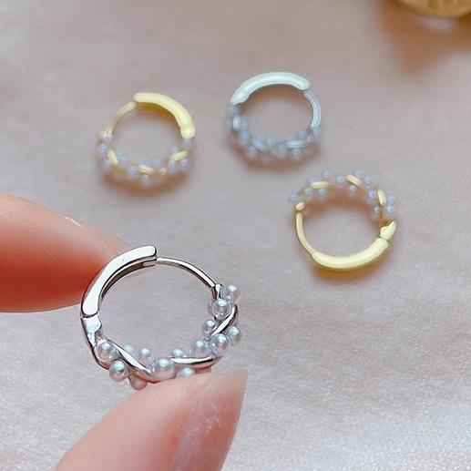 ピアス レディース S999 シルバー ひねり 花 パール イヤリング 小さめ 幾何学 白金色 ゴールドカラー 上品 高見え プチプラ
