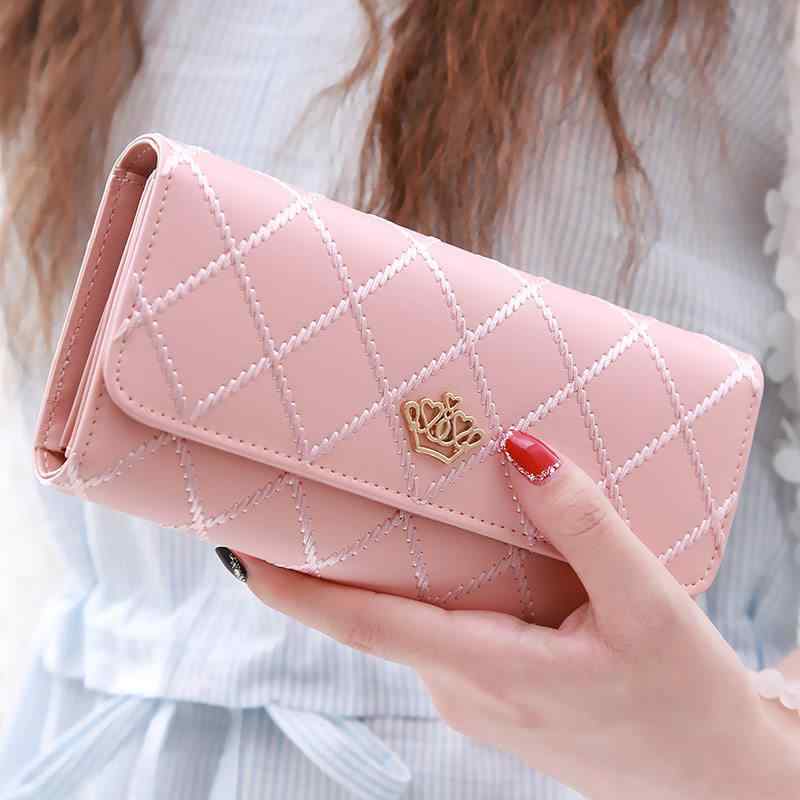 財布 レディース 女性用 長財布 多機能 菱形 格子柄 刺繍 大容量 スマホ収納 ポリエステル 綿 ストリート トレンド 合成皮革 春(x3)