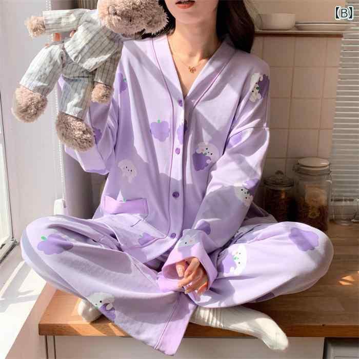 パジャマ レディース 春秋 ・委棉 和風 Vネック カーディガン 長袖 長ズボン 上下セット ルームウェア かわいい 部屋着 リラックスウェア