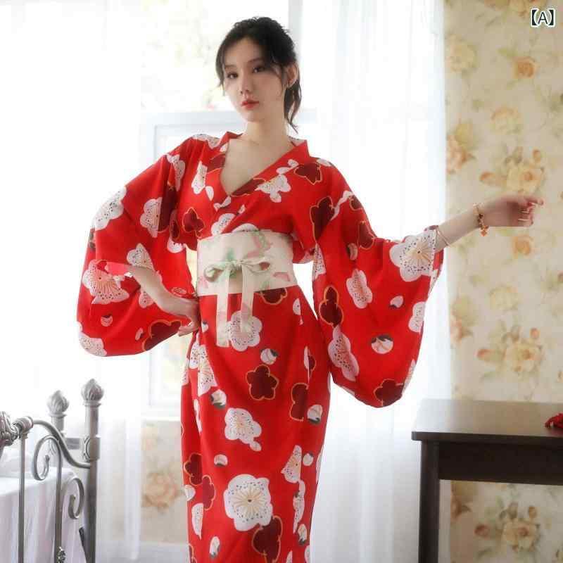 和服 レディース 女性用 セクシー ランジェリー 制服 コスプレ 深Vネック 誘惑 刺激的 レッド 赤色 アニメ風 伸縮性