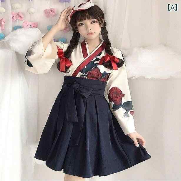 チャイナドレス レディース 古風 漢服 和服 広袖 長款 襦裙 学生 普段使い コスプレ衣装 綿 レッド ブラック S M L