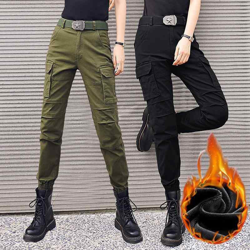 カーゴパンツ レディース 秋冬 裏起毛 ワークパンツ 小柄 高身長 美脚効果 テーパードパンツ 厚手 コットン ミリタリーパンツ 裾絞り ハイウエスト 普段使い