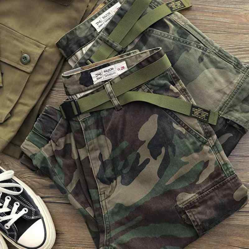 カーゴパンツ メンズ 迷彩柄 ワークパンツ アメカジ テーパード ミリタリー 多ポケット付き ウォッシュ加工 ビンテージ風 カジュアル|トミーショップ 店