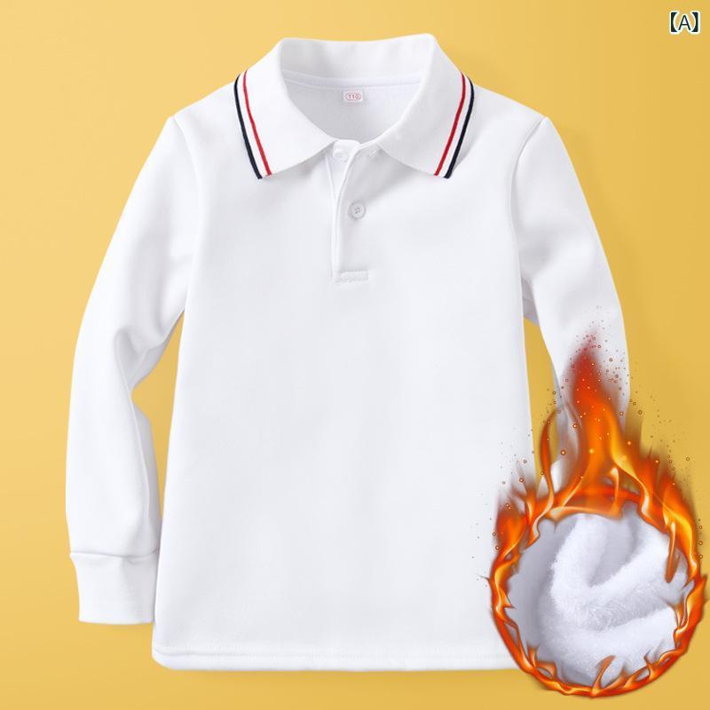 ポロシャツ キッズ 長袖 裏起毛 白Tシャツ 男の子 女の子 冬 加厚 保温 あったか インナー トップス スクール 110cm 120cm 130cm 140cm 150cm 160cm 170cm 180cm 4,545円