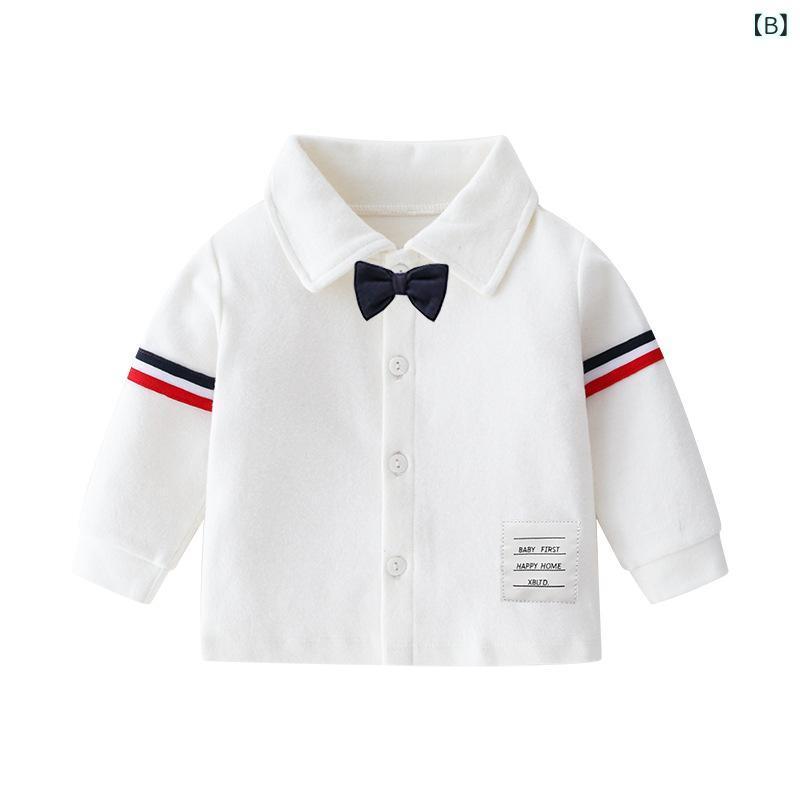 シャツ 子供服 長袖 春秋 男女兼用 ベビー服 トップス 襟付き 無地 コットン