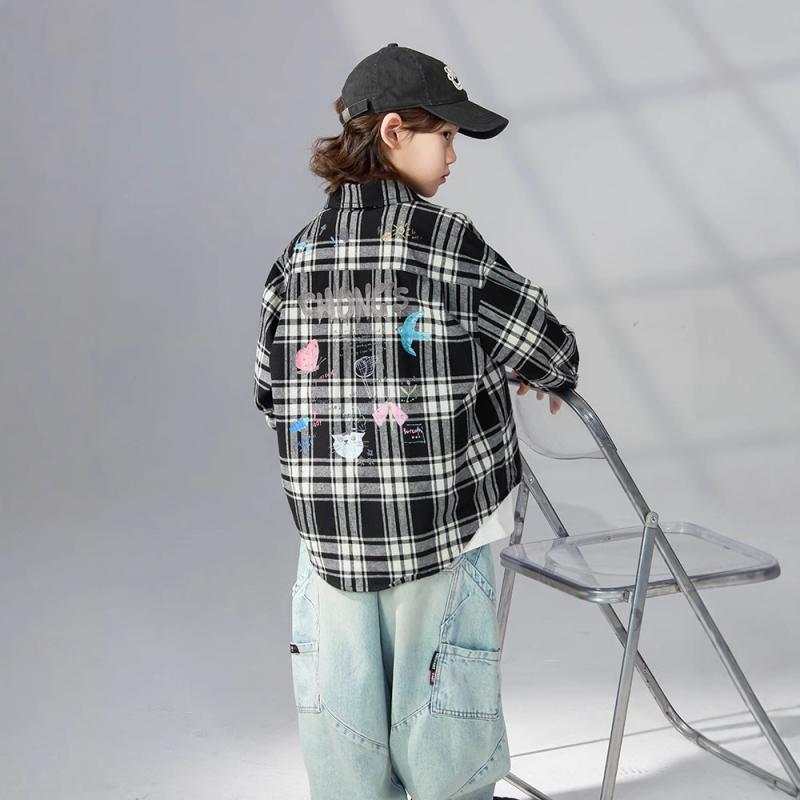 シャツ キッズ 男の子 子供服 長袖 格子柄 春秋 トップス 120cm 130cm 140cm 150cm 160cm 170cm 普段着 遊び着 ポリエステル