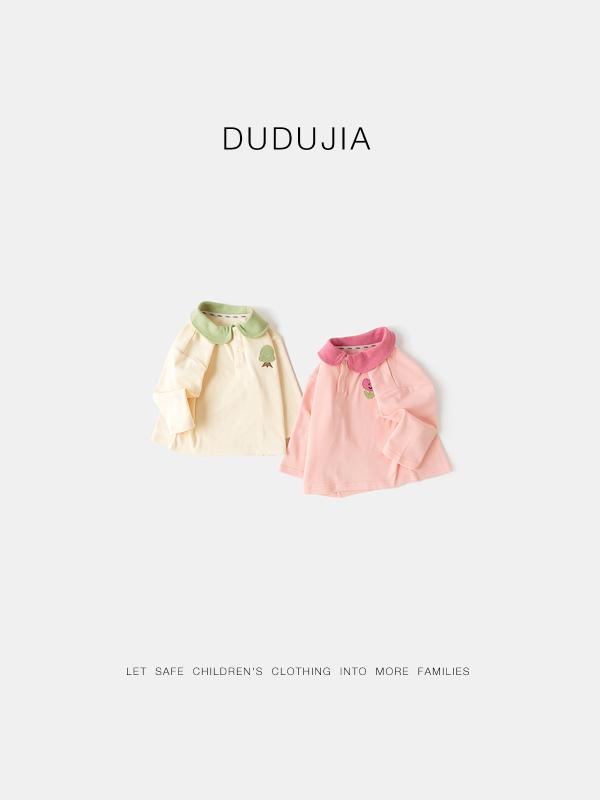 Tシャツ キッズ 長袖 ポロシャツ 秋物 ベビー 子供服 トップス カットソー 男の子 女の子 幼児 1歳 2歳 3歳 春秋 かわいい 綿混紡 ミルクホワイト グリーン ピンク ブラウン ブラック ホワイト