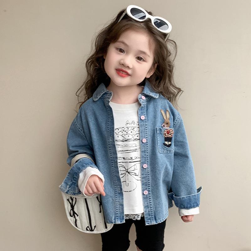シャツ キッズ デニム 長袖 春秋 かわいい トップス 女の子 子供服 アウター Gジャン 普段使い 綿100% 90cm 100cm 110cm 120cm 130cm 140cm