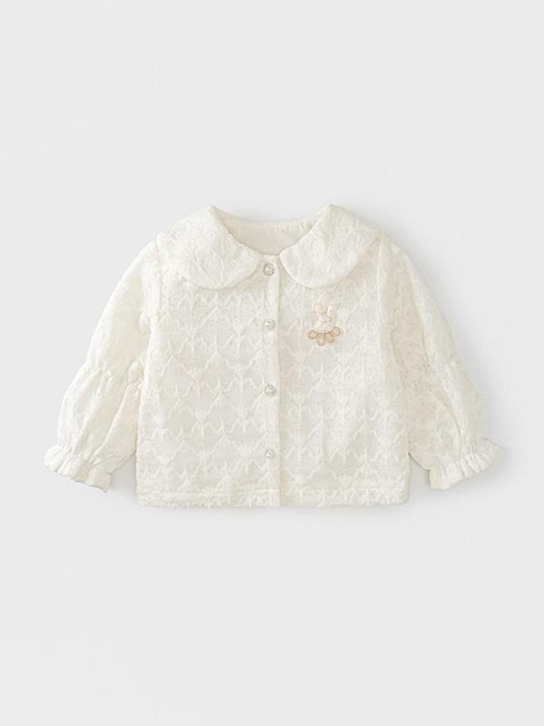 シャツ ベビー服 女の子 長袖ブラウス 秋物 襟付きトップス プリンセススタイル レース かわいい 80 90 100cm