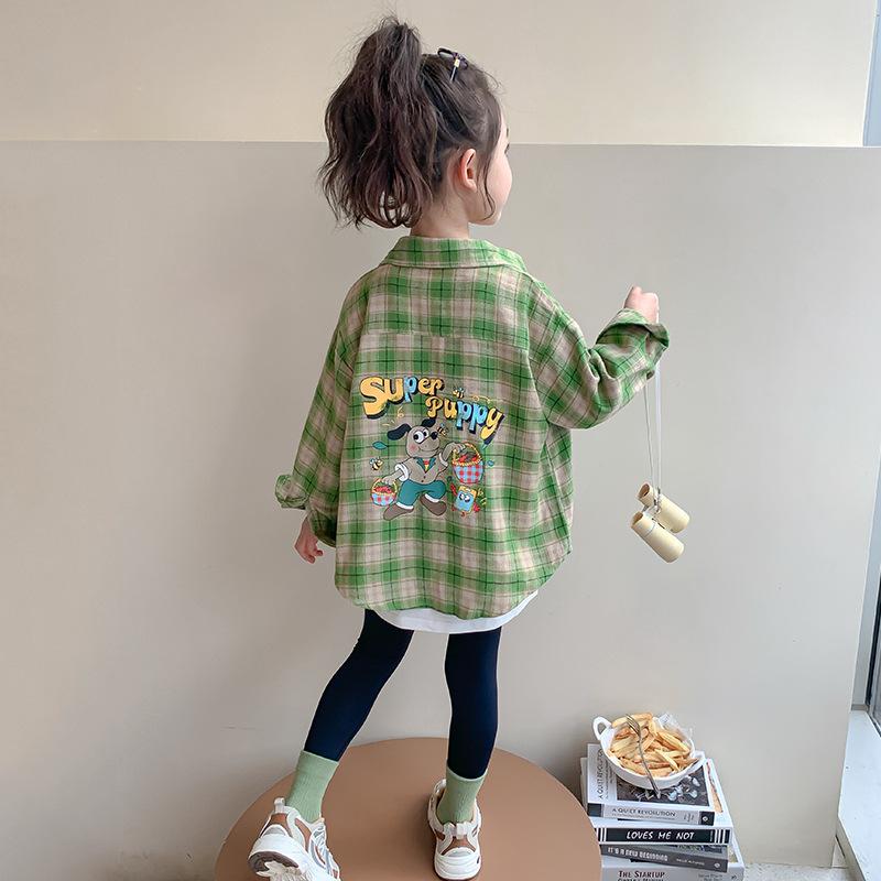 シャツ ガールズ 子供服 長袖 格子柄 コットン混紡 春秋 韓国風 90cm 100cm 110cm 120cm 130cm 140cm