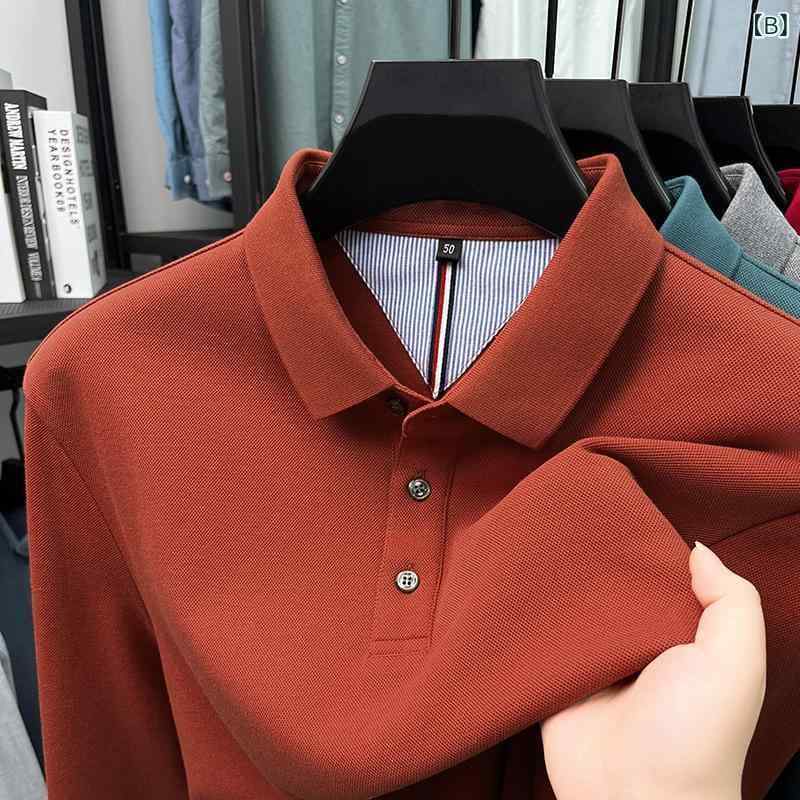 ポロシャツ メンズ 長袖 Tシャツ コットン 紳士服 トップス 無地 洗える 吸湿速乾 春秋服 グレー系