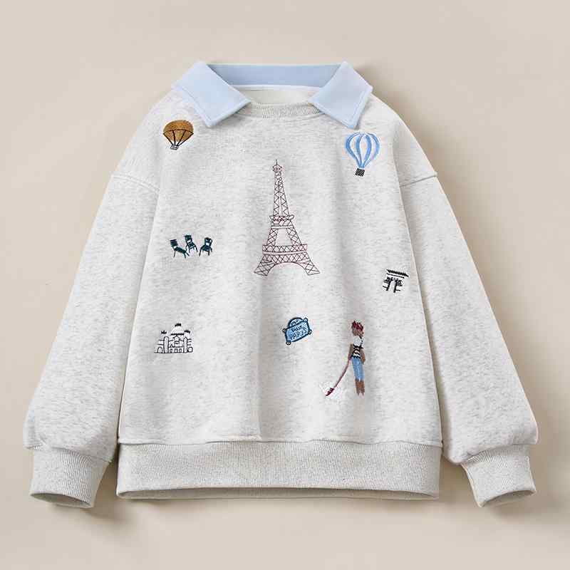 子供用スウェットシャツ 秋冬 大 детская одежда 裏起毛 POLOネック ガールズ カジュアル トップス 120cm 130cm 140cm 150cm 160cm 170cm