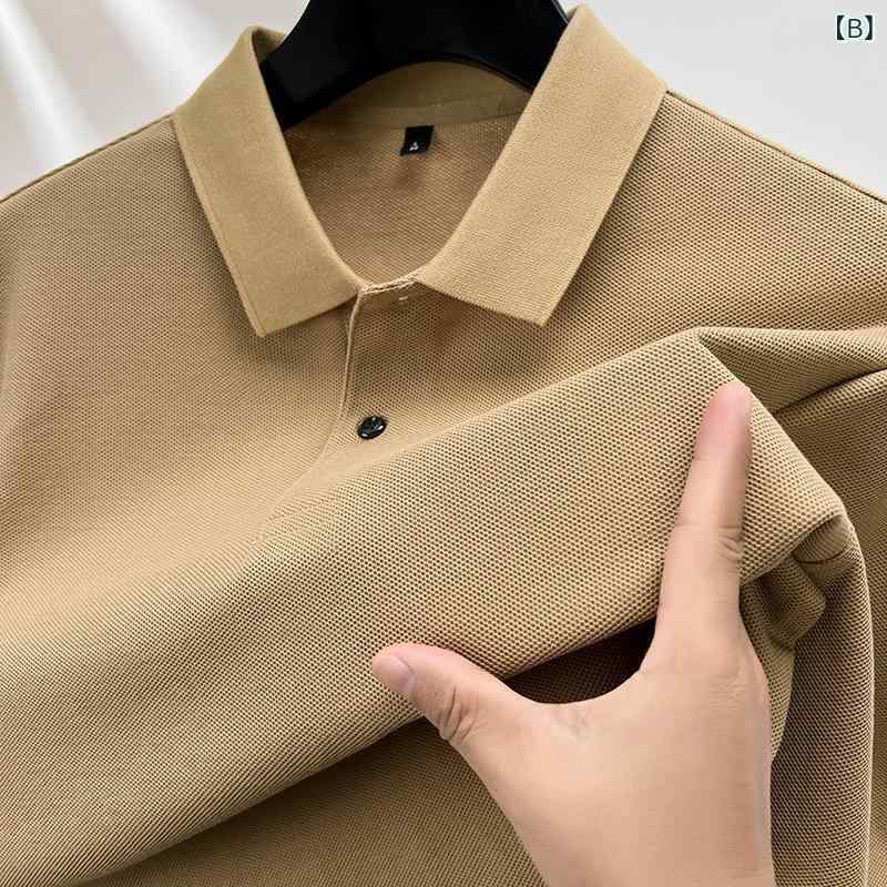 POLOシャツ メンズ 長袖 コットンブレンド トップス カジュアルシャツ 無地 薄手 秋 男性用 ホワイト ベージュ キャメル オレンジ ブルーグレー カーキ ダークパープル ダークグレー