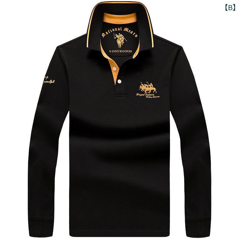 Tシャツ メンズ 長袖 ポロシャツ 襟付き コットン 刺しゅう トップス カットソー 紳士服 男性用 ビジネスカジュアル 春秋