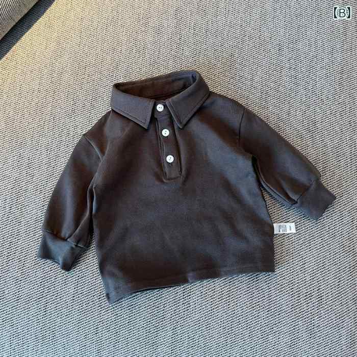 Tシャツ キッズ 男女兼用 子供服 長袖 トップス 春秋 綿100％ 中大童 ポロシャツ 墨灰 白 浅沙 黄色 110cm 120cm 130cm 140cm 150cm 160cm