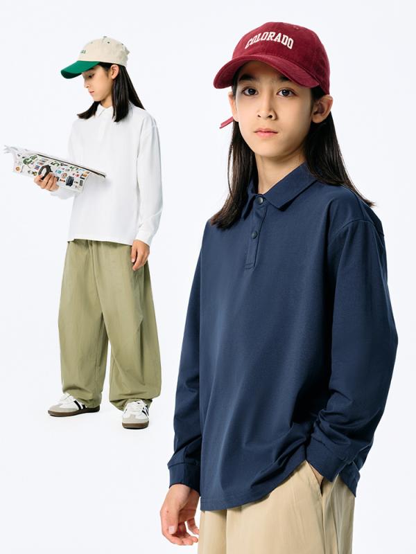 Tシャツ キッズ 子供用 長袖 POLOシャツ 涼感 吸湿速乾 トップス 男女兼用 春秋 130cm 140cm 150cm 160cm 170cm 180cm 紺色 白 グレー