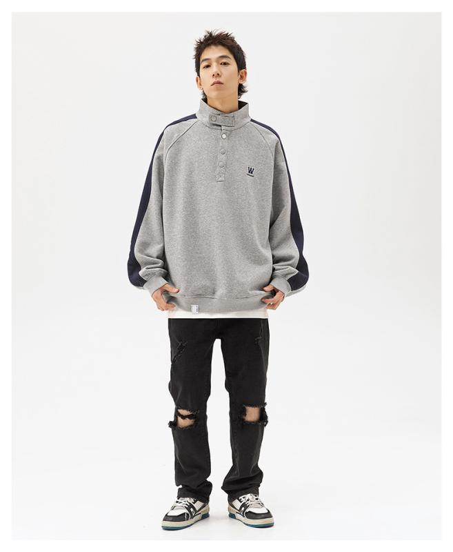 Tシャツ メンズ 長袖 ポロシャツ コットン トップス カットソー 襟付き 灰色 紺色 カジュアル 日常着 普段使い