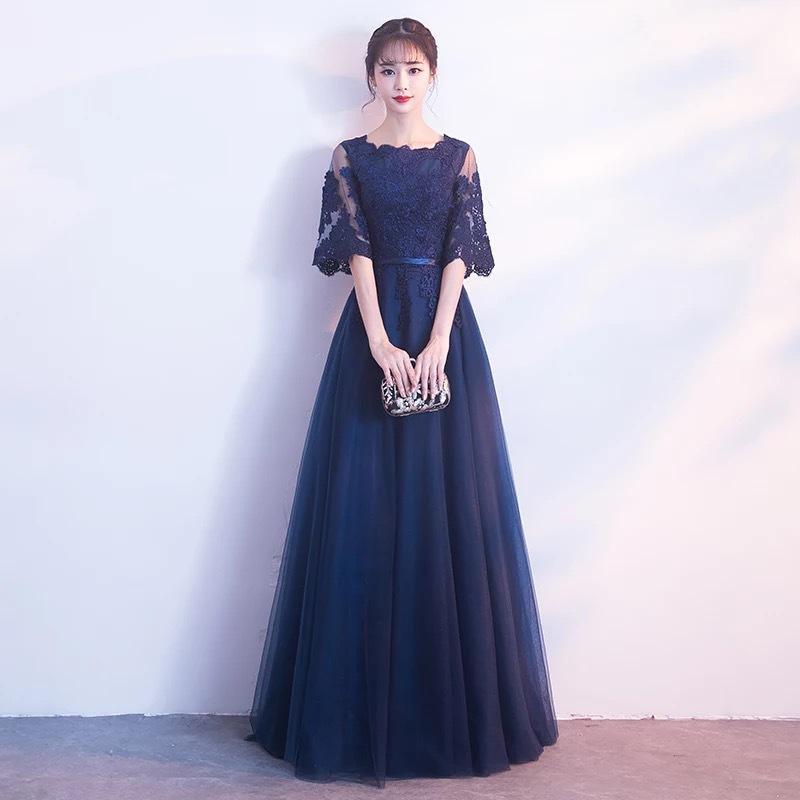 ドレス レディース 演奏会 パーティードレス 結婚式 二次会 発表会 ロング丈 ポリエステル 深Vネック 半袖 黒 紺色 ワインレッド シャンパン ピンク グレー スパンコール付き 秋冬 エレガント