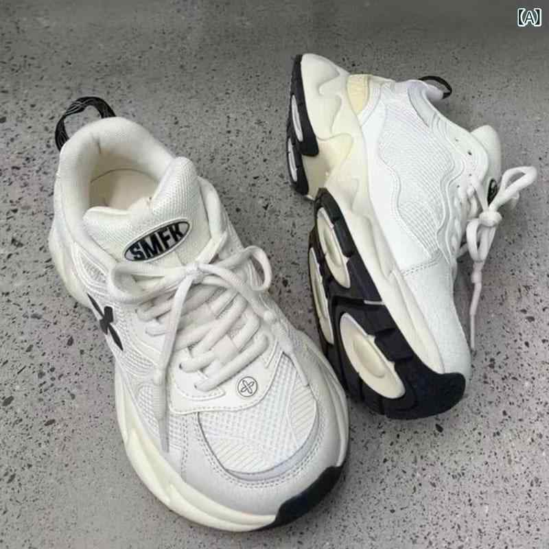 スニーカー レディース 厚底 ダッドスニーカー ランニングシューズ スポーツ カジュアル 運動靴 シルバー メッシュ 通気性 3cm～5cm 美脚 身長アップ 普段使い
