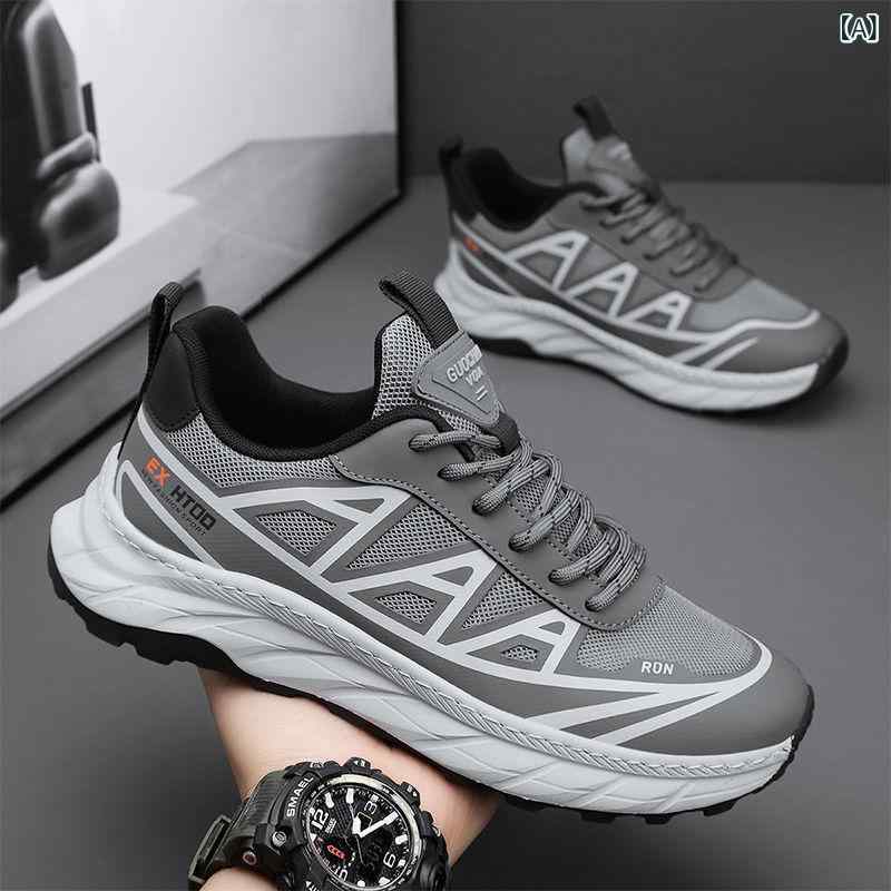 スニーカー メンズ 男性用 厚底シューズ 韓国 ファッション 通気性 スポーツシューズ ランニングシューズ 運動靴 ローカット 普段使い カジュアル シンプル 黒 ブラック グレー オレンジ 春夏