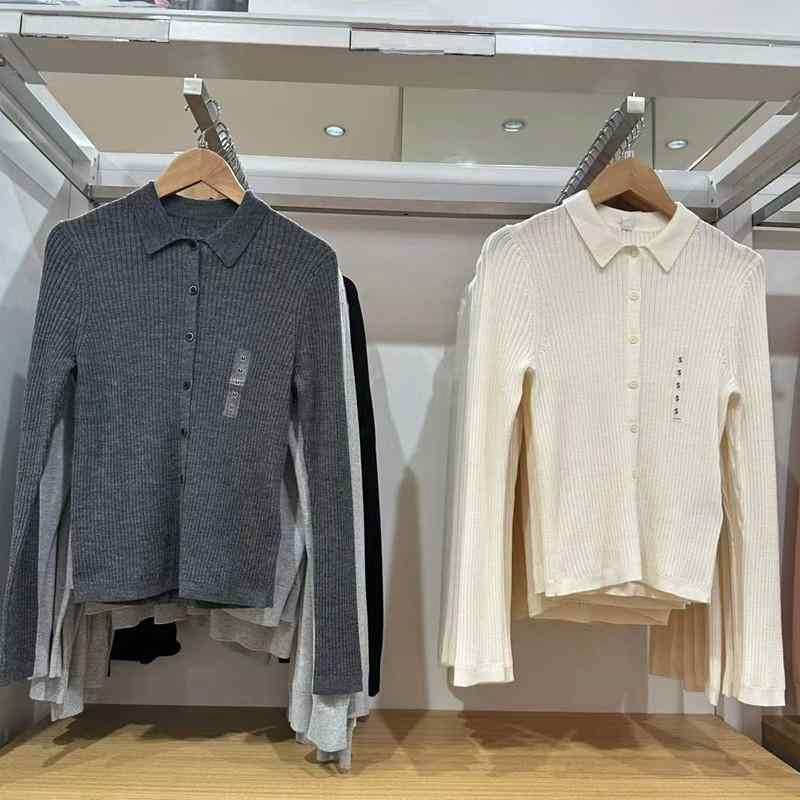 ニットカーディガン レディース 長袖 POLO襟 開きニットジャケット 接触冷感 伸縮性 綿混 純色 プリンセススリーブ ミルクホワイト ブラック ベージュ オリーブ ネイビー グレー ブラウン 春夏 軽量 通勤 普段使い ハイネック ロング丈