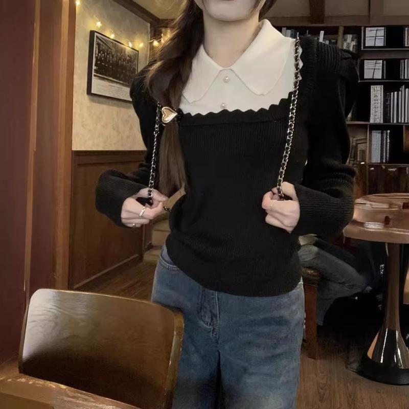 編み物 トップス お上さん用 秋冬 当たること冷感 粘膠衣料繊維 うつり変わり 青写真 修身 影ぼうし 長袖 泡泡袖 短丈 仕掛けるはたご屋 捩り お人形さん色合い 愛くるしげ 肌付き 花の冠yd トップ スウェーター 私服刑事 精神状態 奥ゆかしい 表現スタイル 綿織物 入り合わせる 黒いこと(x10)