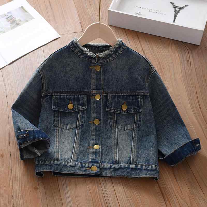 ジャケット キッズ 女の子 デニム 春秋 長袖 子供 ウォッシュ加工 Gジャン アウター 普段着 かわいい ブルー 110 120 130 140 150 160
