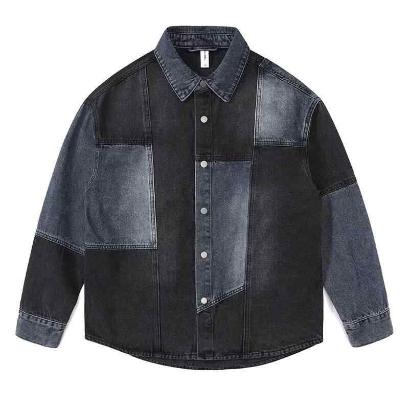 ジャケット 男性用 ウォッシュド デニム ブルゾン 切り替え デザイン ゆったりサイズ M L XL XXL 3XL カジュアル