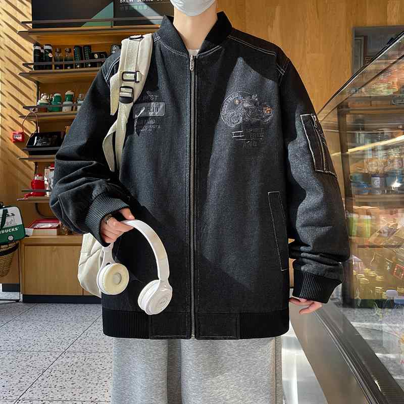 上衣 成人男性用 ジーンズ Gジャン 上衣 ゆったり 烏兎 心地好い 薄墨色 黒いこと 馬鹿でかい大きさ