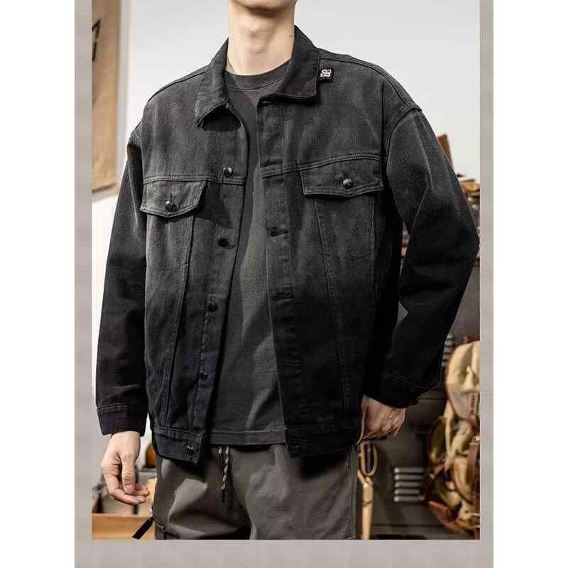 ジャケット メンズ デニムジャケット Gジャン ウォッシュ加工 ?色 無地 春秋 アウター 長袖 カジュアル 韓国風 ファッション 普段使い 通勤 通学 ブラック
