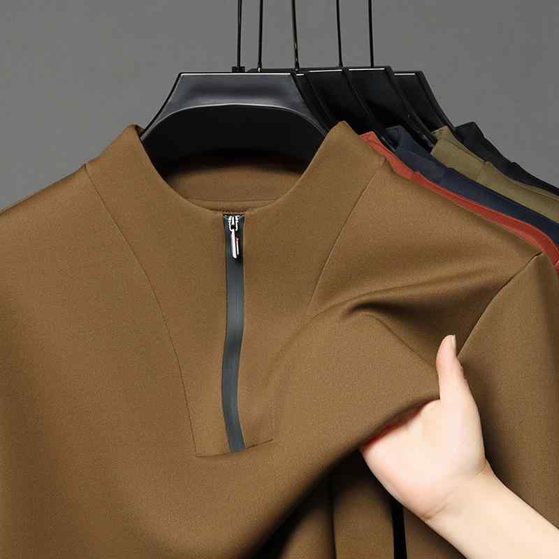 スウェット メンズ 高級感 ハーフジップ トップス 長袖 Tシャツ カットソー 立襟 プルオーバー 無地 トレーナー スポーティー カジュアル 普段使い 春秋