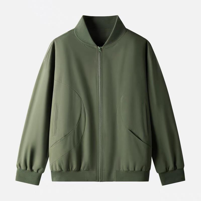 ジャケット 男性用 春秋 韓国風 軽熟風 フライトジャケット 野球服 ファッション 耐摩耗性 ポリエステル ブラック カーキ グリーン