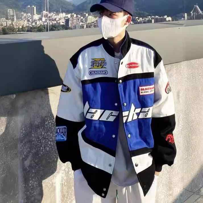 上衣 メンズ 時間 韓国風 表どおり系 スタジャン ゆったり 心地好い 上衣 前掛け トップス 青 白 カーキ 赤 赤銅色 コート・ジャケット-レディースファッション