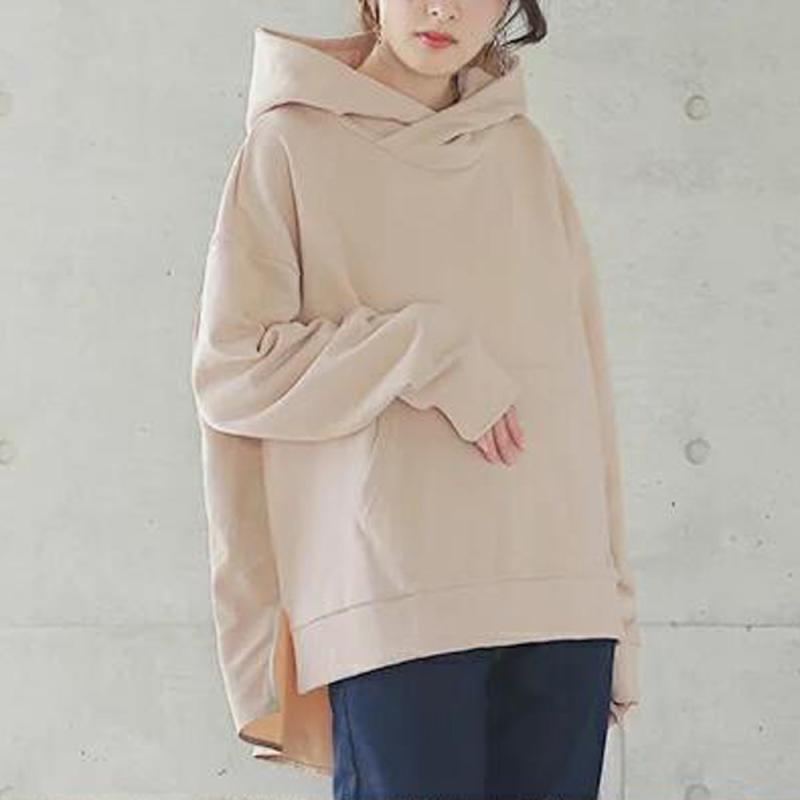 パーカー レディース 日韓風 切り替え レトロ トップス ゆったり カジュアル 長袖 フード付き 杏色 コーヒー色 普段使い 韓国風