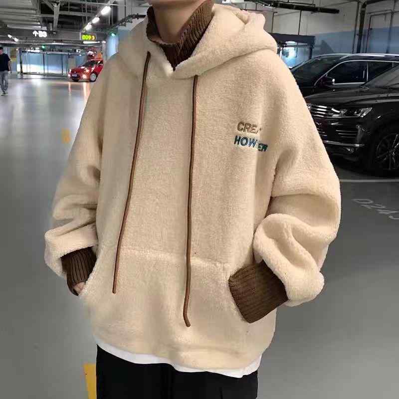 パーカー メンズ 男性用 裏起毛 トレーナー 秋冬 厚手 ゆったり 韓国風 ストリート トップス 普段使い デイリー ウェア ポリエステル 杏色 ブルー