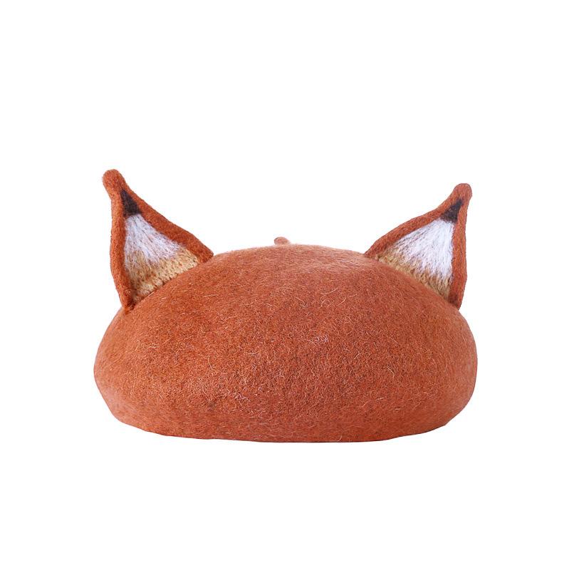 ベレー帽 親子 レディース キッズ 秋冬 鳥打ち帽 羊毛 猫耳 ペンキ屋帽 茸 カワイイ 差し上げ物 差し上げ物 カーキ お前さん ベージュ 点火装置薄墨色 暗然たる薄墨色(x3)