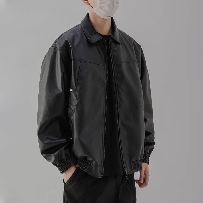 レザージャケット 男性用 春秋 薄手 コーチジャケット MA-1 ミリタリージャケット ライダースジャケット 防寒 耐摩耗 ブラック｜トミーショップ 店