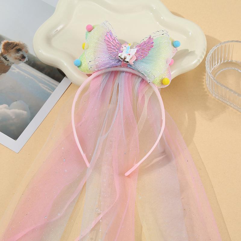 ヘアバンド キッズ かわいい カチューシャ カラフル スパンコール チュール ヘッドドレス イベント お遊戯会 プリンセス ヘアアクセサリー 髪飾り 小学生 幼稚園 保育園(x5)
