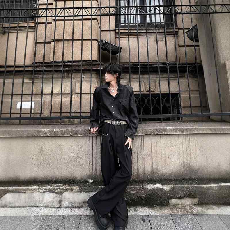 シャツ メンズ 長袖 ブラック ゆったり 竹繊維 格子柄 秋冬 羽織り トップス 耐摩耗 防シワ