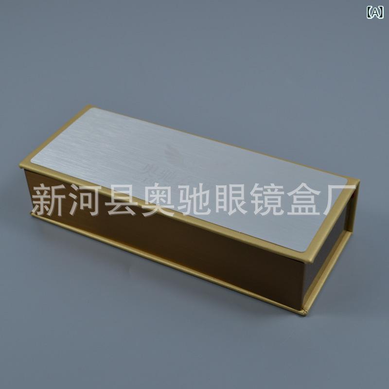 メガネケース 高級感 ブック型 眼鏡入れ 学生 おしゃれ メタル 170mm×70mm ゴールド ブラウン ブルー シルバー ホワイト グリーン(x200)