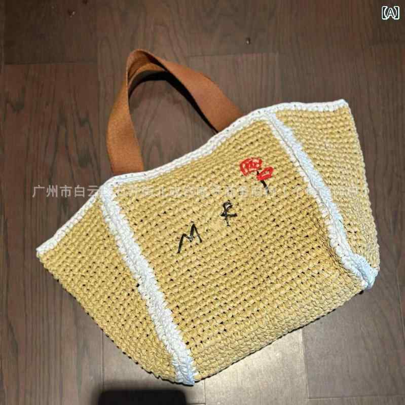 トートバッグ レディース ラフィア カゴバッグ 手編み 大容量 ハンドバッグ ローズ 刺繍 春夏 リゾート 旅行 普段使い｜トミーショップ 店