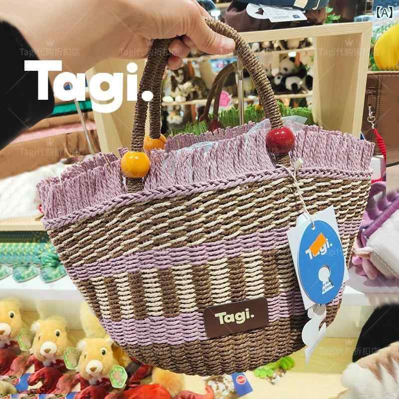 かごバッグ レディース ピクニック バスケット フルーツ 手編み 草編み 大容量 観光 リゾート 旅行 レジャー