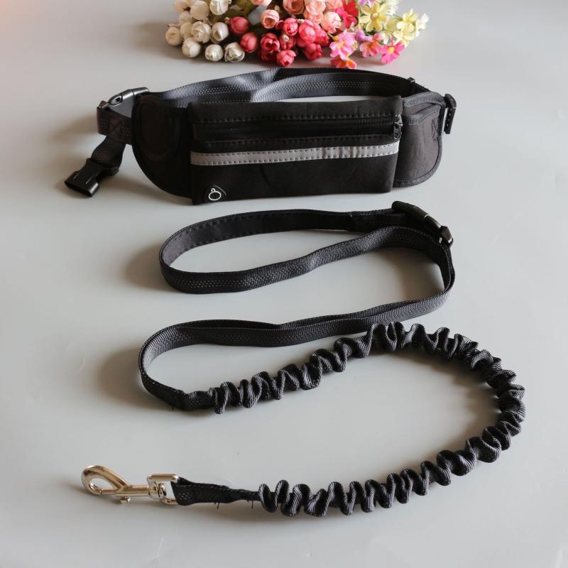 ペット用品 ランニング 牽引ロープ セット 伸縮リード ウエストポーチ付き 犬用 リード ポリエステル製 小型犬 中型犬 散歩 ジョギング トレーニング(x5)