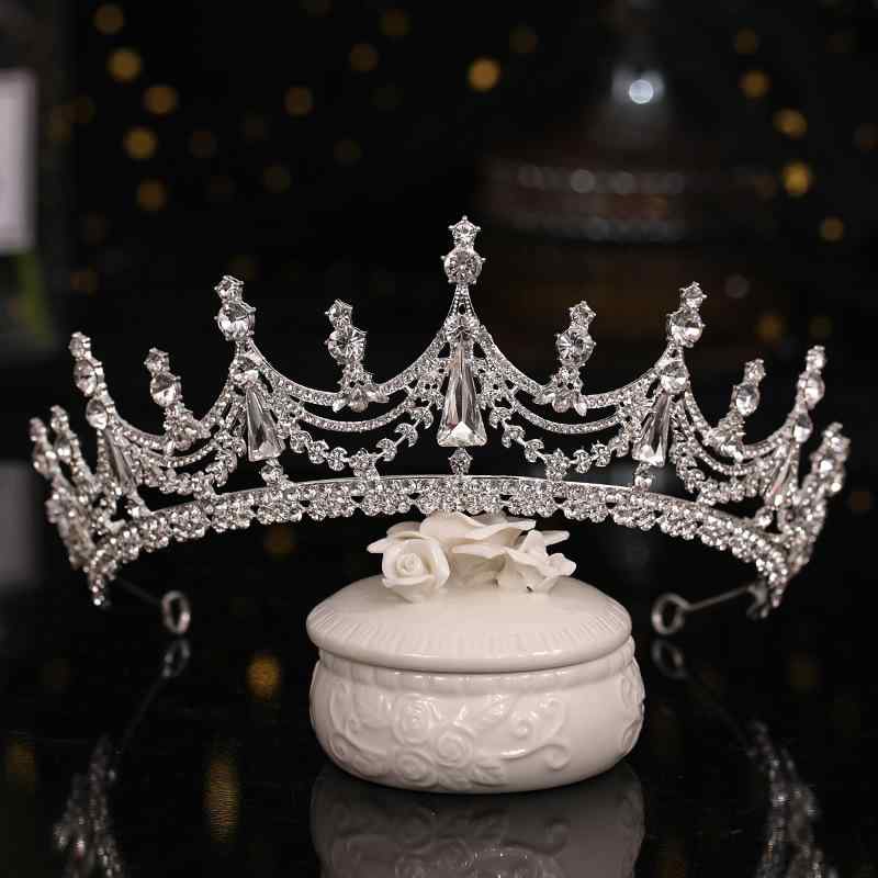 ヘアアクセサリー レディース ブライダル ティアラ クラウン ウエディング 結婚式 パーティー 花嫁 髪飾り 大号 半円 ラインストーン プリンセス イベント コスプレ