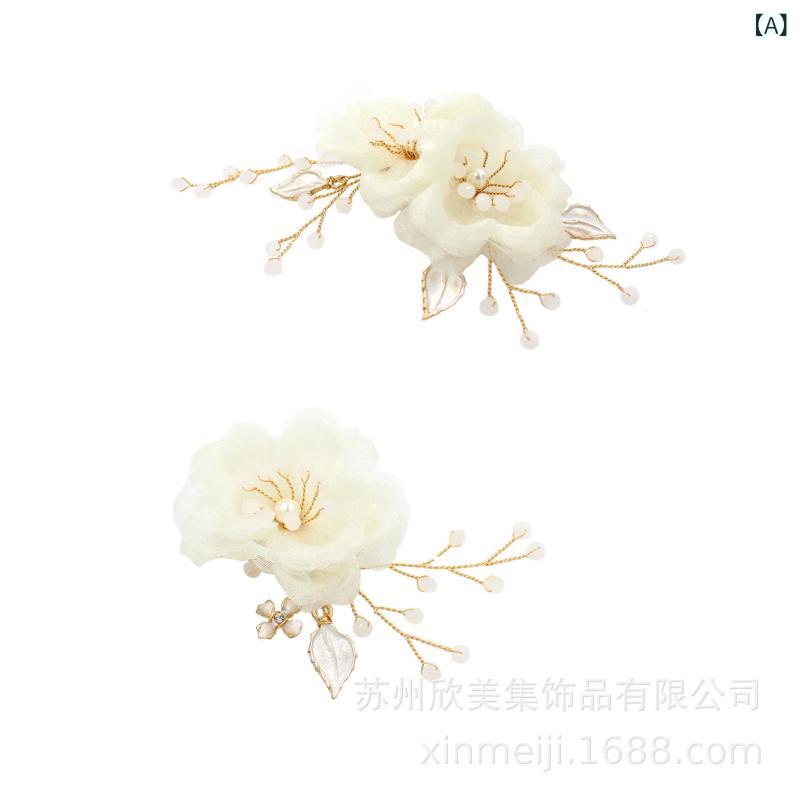 髪の毛付属物 レディース 華燭の典 髪飾りつけ 髪の毛いの一番 書き割り シフォン 花 華燭の典 華燭の典 寄り合い フォーマル 愛くるしい 雅びやか 雅びやか ゴールド(x3)